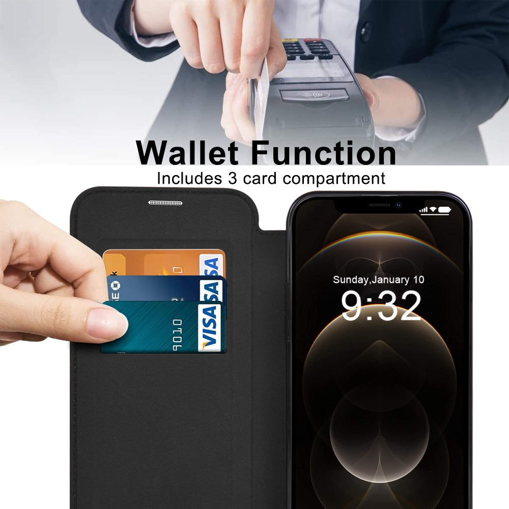 Phone Cover for iPhone 12 Pro 6.1 inch Compatible with MagSafe RFID Blocking Card Slots Well-protected PU Leather TPU Electroplating Clear Back Flip Case with Lens Film Phone Cover for iPhone 12 Pro 6.1 inch Compatible with MagSafe RFID Blocking Card Slots Well-protected PU Leather TPU Electroplating Clear Back Flip Case with Lens Film